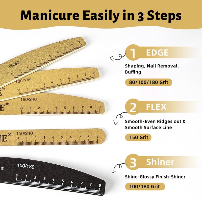 JODSONE Nail File and Buffer Set 5PCS Double Side Trimed Nail Files and Buffers Emery Boards for Nails 80/240 Nail Shine Polishing Stick Reusable Washable Nails Tools Suit for Home Salon - Image 2