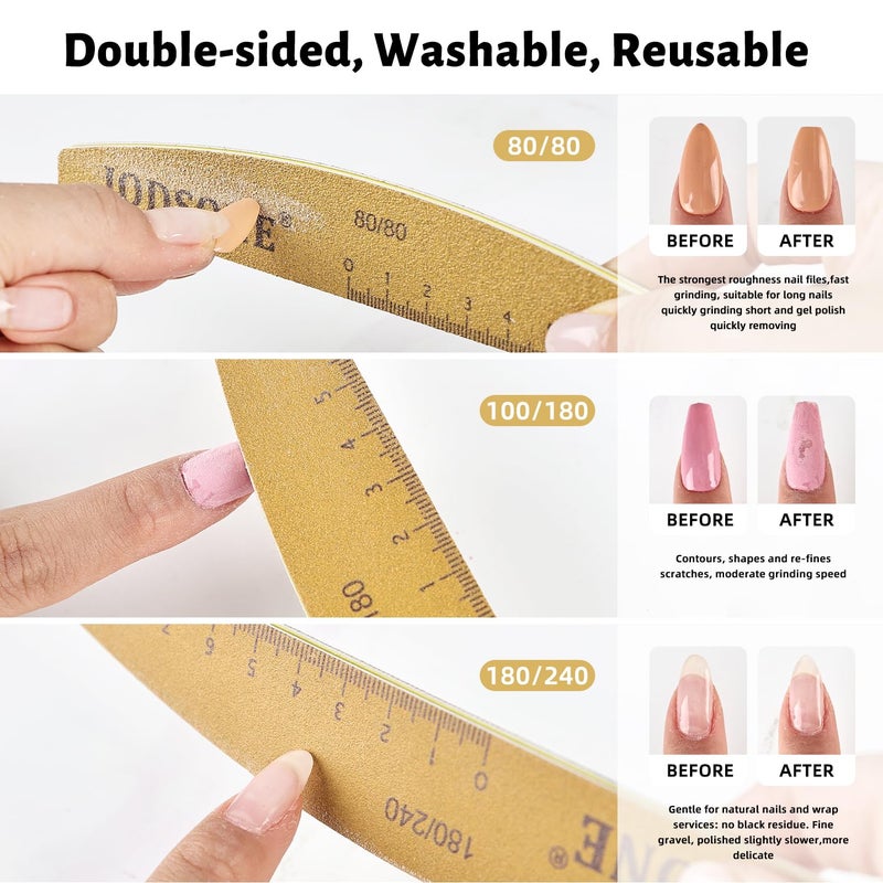 JODSONE Nail File and Buffer Set 5PCS Double Side Trimed Nail Files and Buffers Emery Boards for Nails 80/240 Nail Shine Polishing Stick Reusable Washable Nails Tools Suit for Home Salon - Image 4