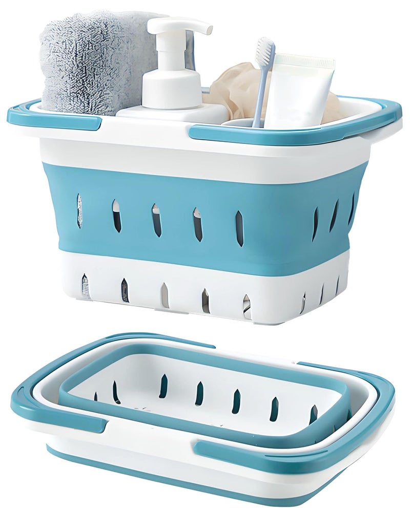 Fammart Portable Shower Caddy Tote â€“ Collapsible Plastic Basket with Handles, Foldable Storage Organizer for Bathroom, Kitchen, College Dorm, Gym, Travel & Camping - Image 1