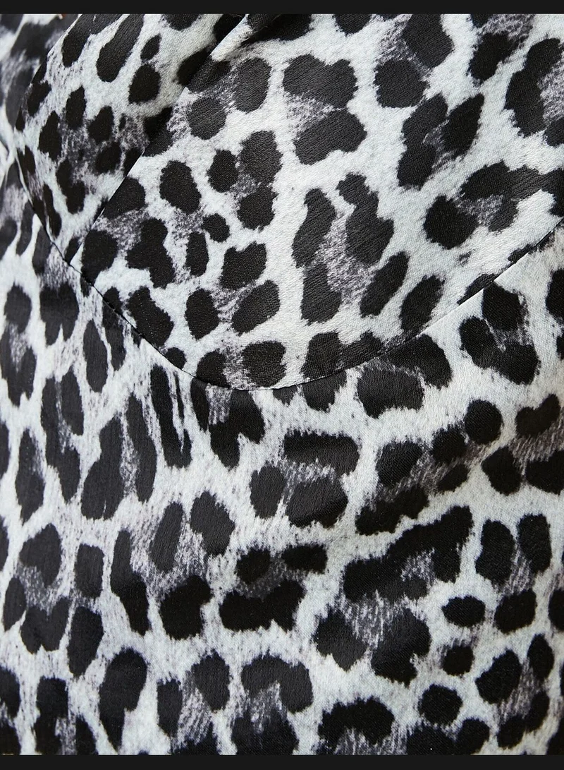 كوتون Leopard Patterned Crop Tank Top