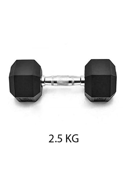 Gym Fitness Equipment Rubber Hex Dumbbell 1 Pc Black 2.5kg