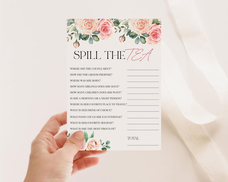All-Ewired-Up 50 Spill The Tea Party (50-Cards) Fun Bridal Shower Game Activity, Who Knows the Bride Best, Decorations, Engagement Party, Rehearsal Dinner, Bridgerton - Image 3