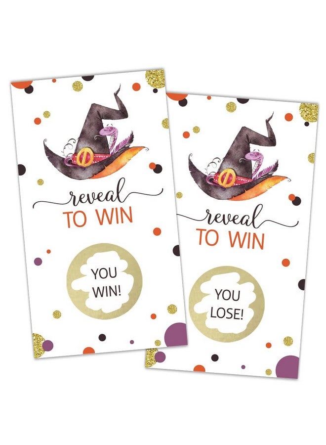 REWIDPARTY Halloween Party Game Scratch Off Cards（32 Pcs）Funny Activity For Groups Kids Adults Witch Hat Themed Games Vouchers Festive Raffle Games Prizes Tickets Halloween Holiday Games Supplies - Image 1