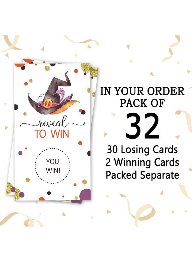 REWIDPARTY Halloween Party Game Scratch Off Cards（32 Pcs）Funny Activity For Groups Kids Adults Witch Hat Themed Games Vouchers Festive Raffle Games Prizes Tickets Halloween Holiday Games Supplies - Image 4