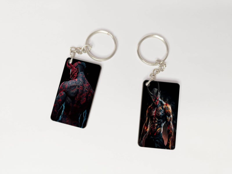 OUTFITQUE OUTFITQUE Premium (Pack of 2) Anime- 466 Printed Long Keychain For Bike, Scooty, Car, MDF Keyholder - Image 1
