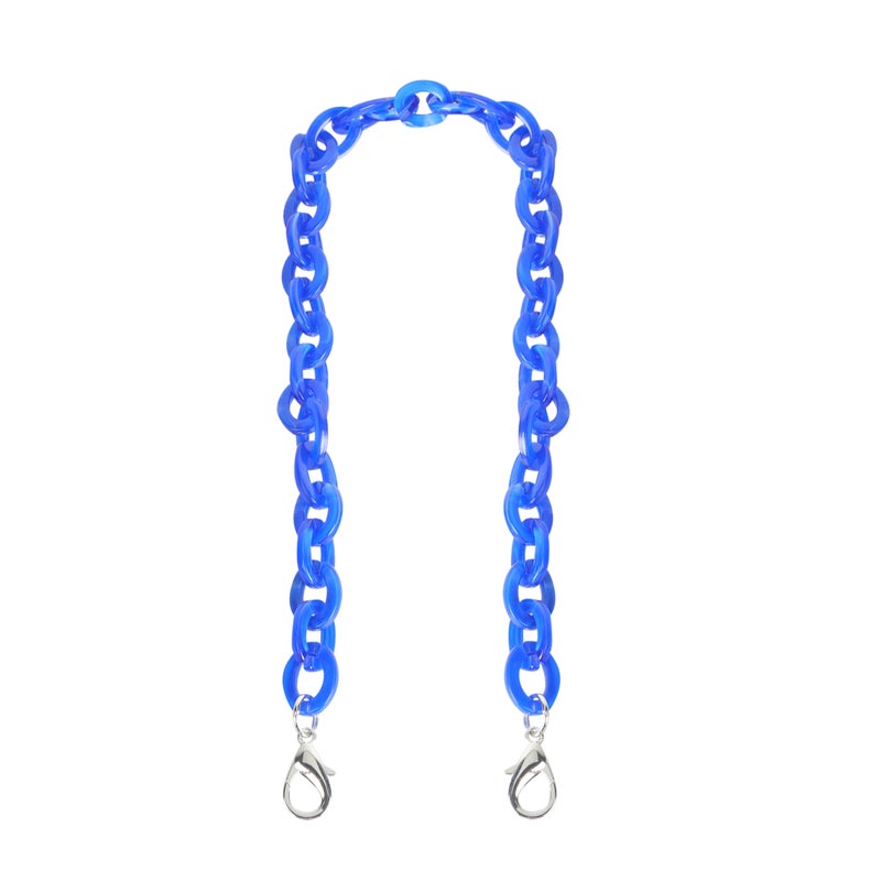 60CM Length O Shape Chain Tote Bag Acrylic Decorative Chain Accessory Dual End Alloy Buckle Straps Replacement Handbag Pouch Chains Straps for DIY Small Handbags (Blue) - Image 1