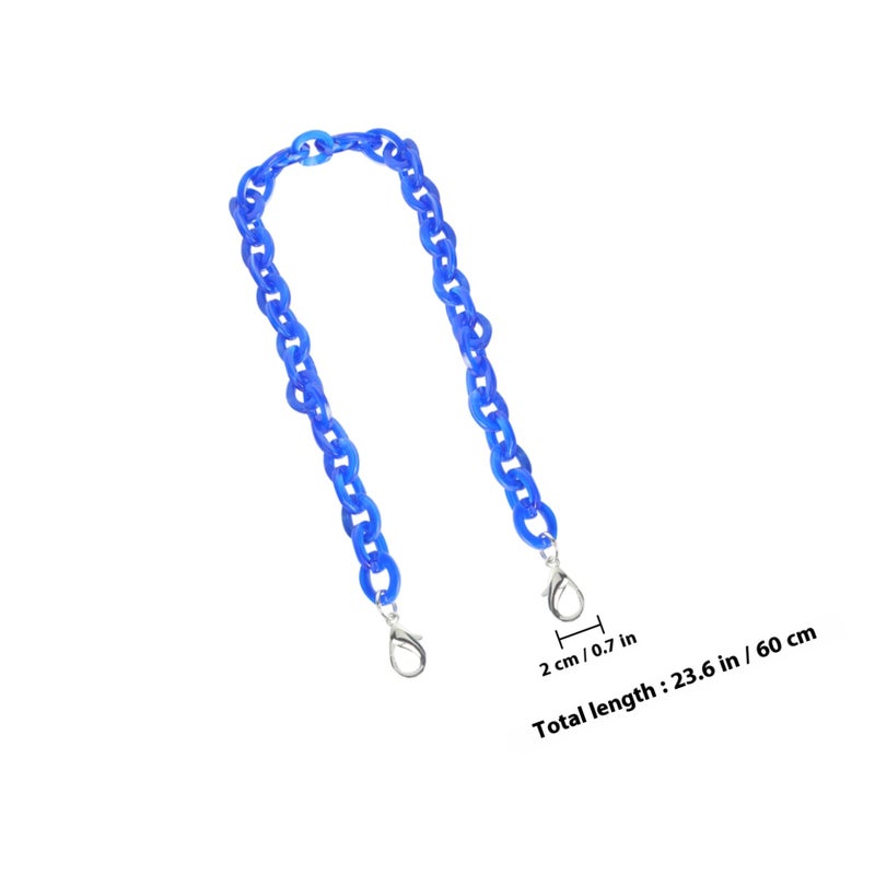 60CM Length O Shape Chain Tote Bag Acrylic Decorative Chain Accessory Dual End Alloy Buckle Straps Replacement Handbag Pouch Chains Straps for DIY Small Handbags (Blue) - Image 2