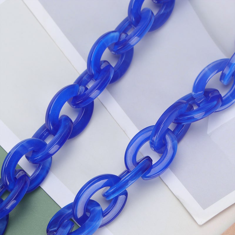 60CM Length O Shape Chain Tote Bag Acrylic Decorative Chain Accessory Dual End Alloy Buckle Straps Replacement Handbag Pouch Chains Straps for DIY Small Handbags (Blue) - Image 5