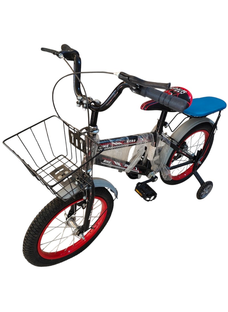 Generic - Kids Bike with Hand Brake and Basket for Ages 3-9 Years, Bicycle Training Wheels Fenders, Children Bicycle with falling system safety - Red Spiderman & Blue back seat - Image 1