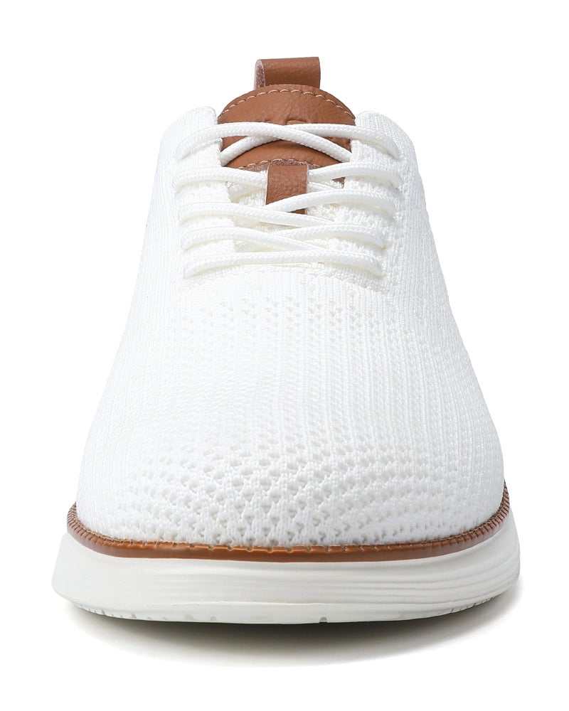 VILOCY Men's Dress Sneakers Oxfords Casual Business Shoes Lace Up Lightweight Walking Knit Mesh Fashion Sneakers White,EU44 - Image 4