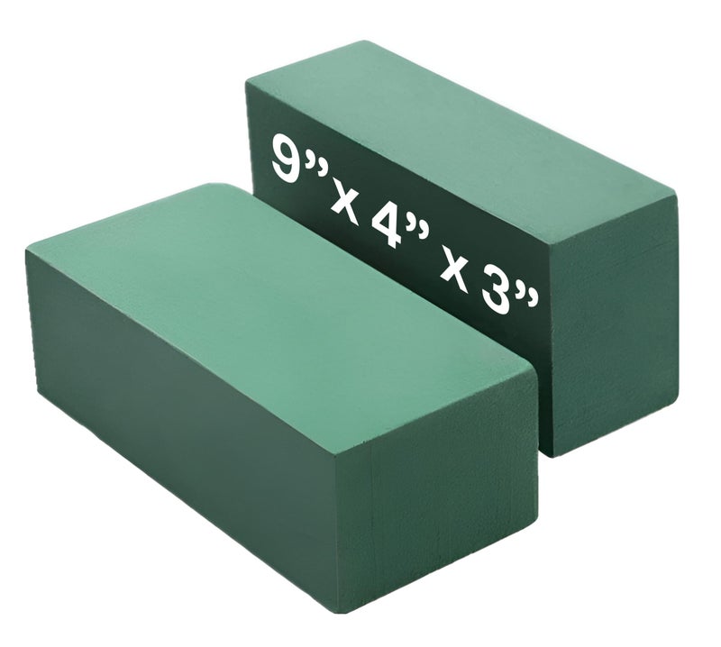 Noe & Malu 2 Pcs Floral Foam Blocks (Larger Size 9" X 4" X 3" Each) Florist Flower Foam Green Bricks Applied Dry or Wet Flower Foam Bricks Arrangement Supplies for Artificial or Fresh Flowers - Image 1