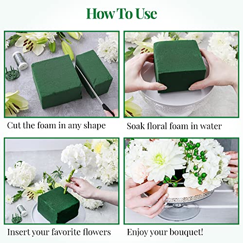 Noe & Malu 2 Pcs Floral Foam Blocks (Larger Size 9" X 4" X 3" Each) Florist Flower Foam Green Bricks Applied Dry or Wet Flower Foam Bricks Arrangement Supplies for Artificial or Fresh Flowers - Image 5