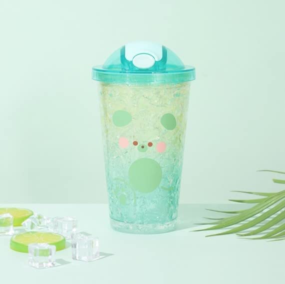 TEMSON Double Wall Cartoon Printed Sipper with Straw,Jelly Freezer Water Sipper for Kids, Acrylic Sipper Bottle with Straw - 450 ML (BB 9012)(Assorted Colour) - Image 3