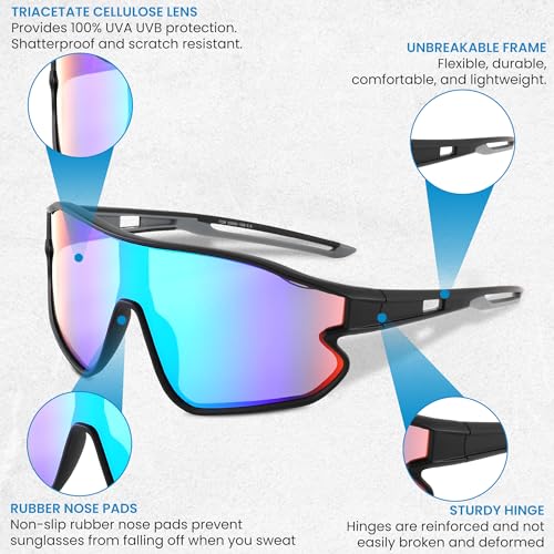 Yogo Vision Kids Sports Sunglasses Youth Lightweight Baseball UV400 Protection Sport Frame Shades for Boys Girls - Image 2