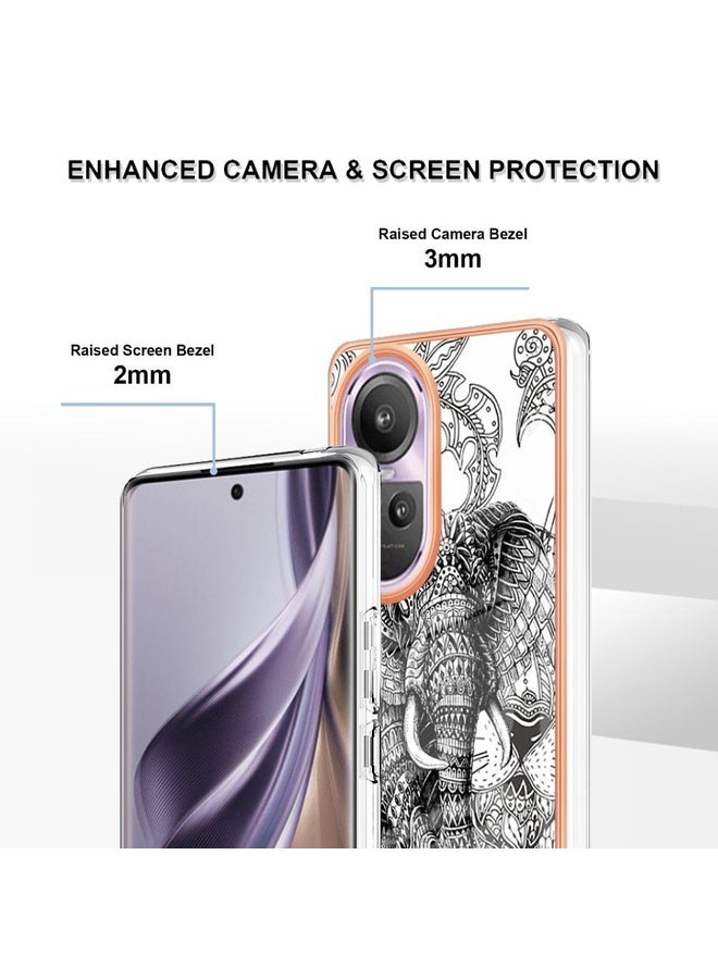 Case Cover For OPPO Reno10 Pro 5G Global Electroplating Marble Dual-side IMD Phone Case(Totem Elephant)