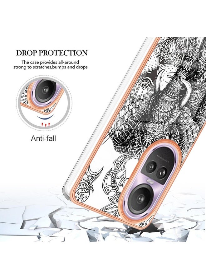 Case Cover For OPPO Reno10 Pro 5G Global Electroplating Marble Dual-side IMD Phone Case(Totem Elephant)