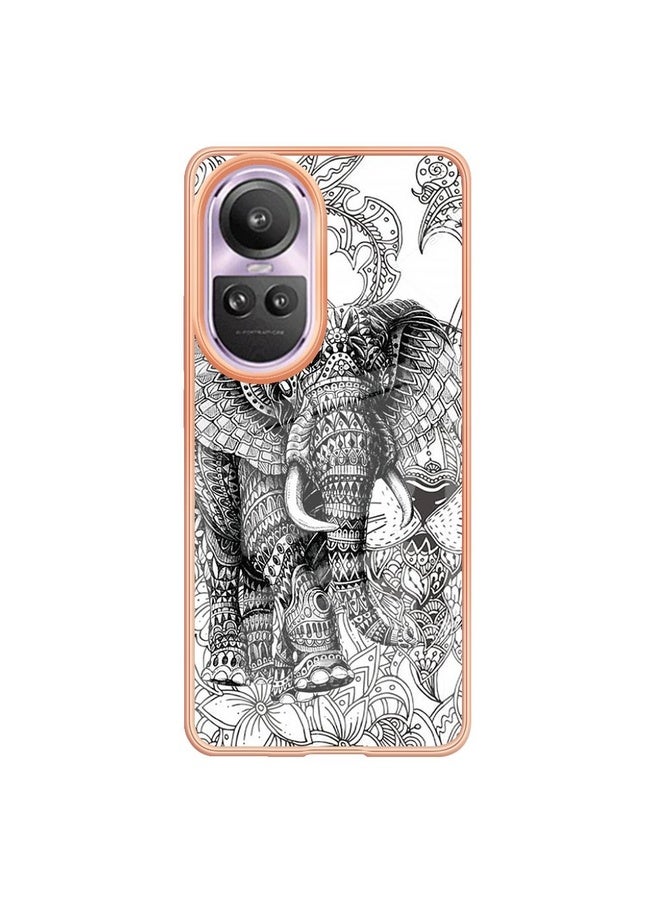 Case Cover For OPPO Reno10 Pro 5G Global Electroplating Marble Dual-side IMD Phone Case(Totem Elephant)