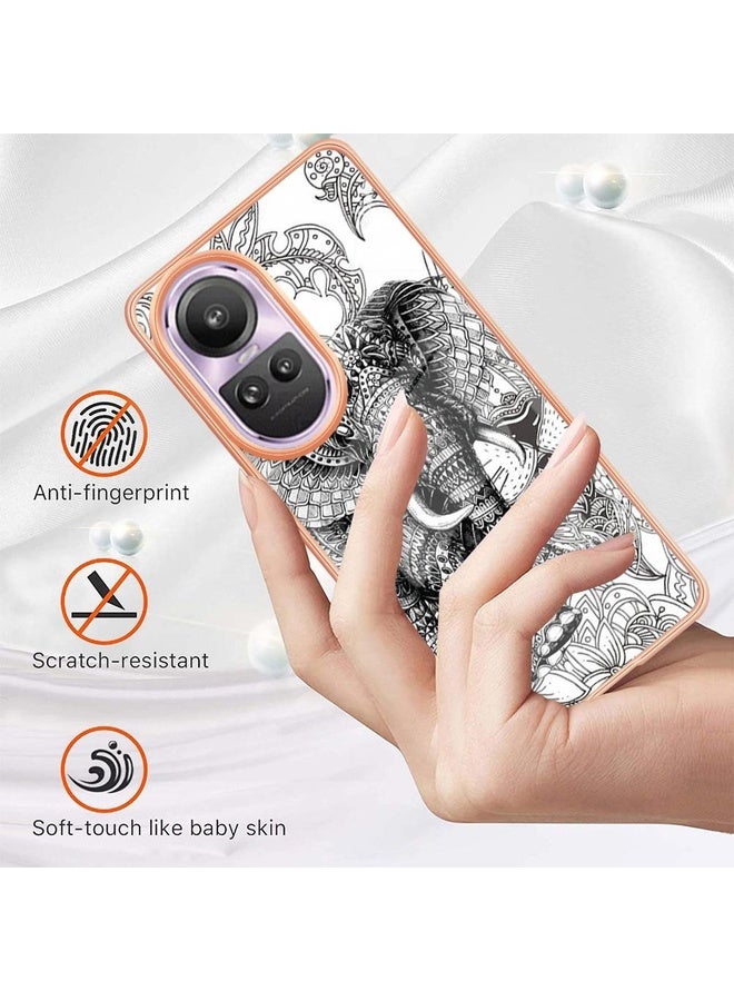 Case Cover For OPPO Reno10 Pro 5G Global Electroplating Marble Dual-side IMD Phone Case(Totem Elephant)