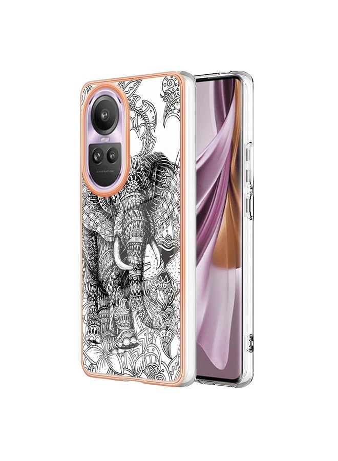 Case Cover For OPPO Reno10 Pro 5G Global Electroplating Marble Dual-side IMD Phone Case(Totem Elephant)