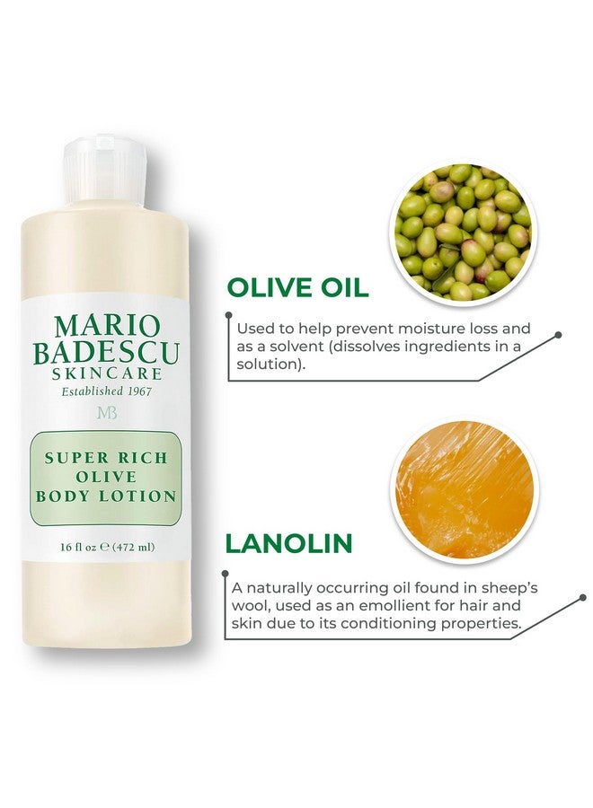 MARIO BADESCU Super Rich Olive Body Lotion For Dry Skin Nongreasy And Creamy Skin Care Moisturizer Infused With Olive Oil Ideal For All Skin Types 16 Fl Oz - Image 5