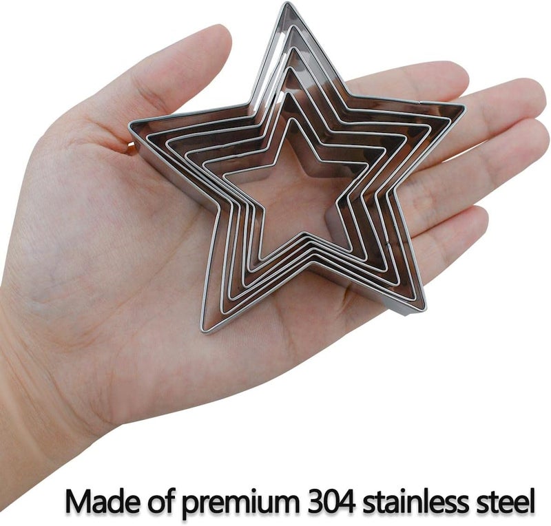 TTSAM 6 Pieces Star Cookie Cutters Set - Stainless Steel Five-Pointed Shaped Cutter, Biscuit Molds, Fondant Cake Cheese Cutter, Pastry Mold Bakeware Tools - Christmas Gifts (Assorted Sizes) - Image 3