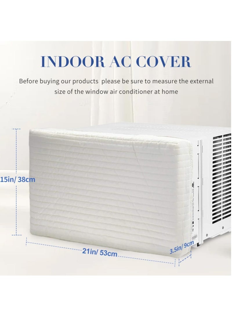 SYOSI Indoor Air Conditioner Cover, Dust-Proof Cover for Window Air Conditioner, Window AC Cotton Cover with Elastic Strap, Dust-Proof Waterproof Insulating Cover for Indoor AC (21x15x3.5 Inch) - Image 3