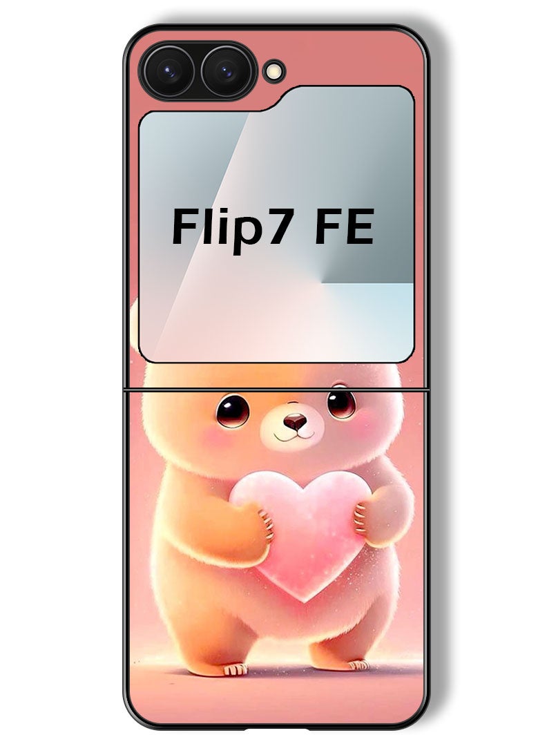 Theodor Case Compatible with Samsung Galaxy Z Flip 7 FE 6.7 Inch Protection Shockproof Bumper Cover Panda Holding Heart - Image 1