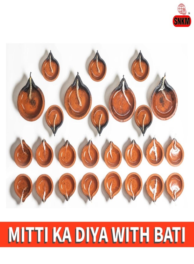 SNKM™ - Diwali Ke Diye for Puja | Natural Clay Mitti ka Diya for Pooja | Matir Prodip/Deepak | Terracotta Natural Earthen Clay Traditional Mandir, Home, Office Decorative (Brown, Pack of 50) - Image 5