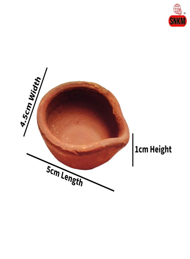 SNKM™ - Diwali Ke Diye for Puja | Natural Clay Mitti ka Diya for Pooja | Matir Prodip/Deepak | Terracotta Natural Earthen Clay Traditional Mandir, Home, Office Decorative (Brown, Pack of 50) - Image 2