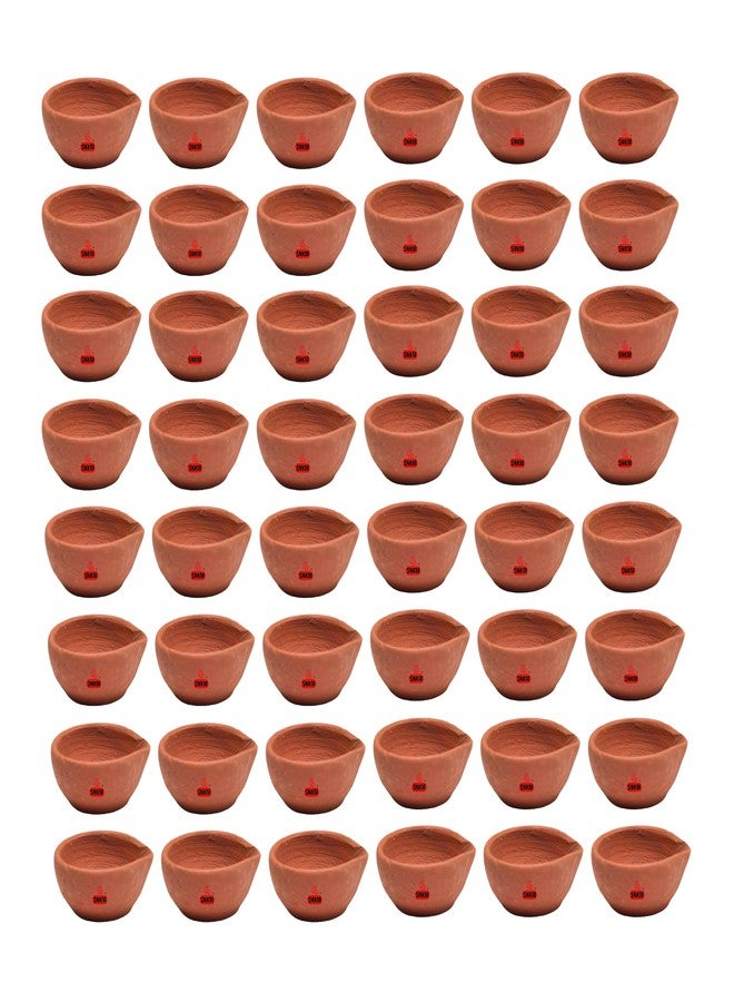 SNKM™ - Diwali Ke Diye for Puja | Natural Clay Mitti ka Diya for Pooja | Matir Prodip/Deepak | Terracotta Natural Earthen Clay Traditional Mandir, Home, Office Decorative (Brown, Pack of 50) - Image 1