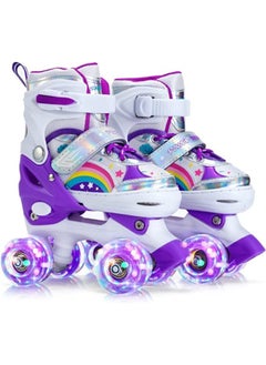 Generic Girls Boys Adjustable Roller Skates Shoes with Fully Luminous PU Wheels Double Row Skates Shoes for Kids  - Image 1