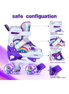 Generic Girls Boys Adjustable Roller Skates Shoes with Fully Luminous PU Wheels Double Row Skates Shoes for Kids  - Image 5