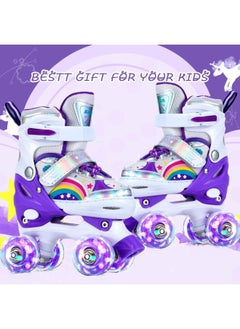 Generic Girls Boys Adjustable Roller Skates Shoes with Fully Luminous PU Wheels Double Row Skates Shoes for Kids  - Image 2