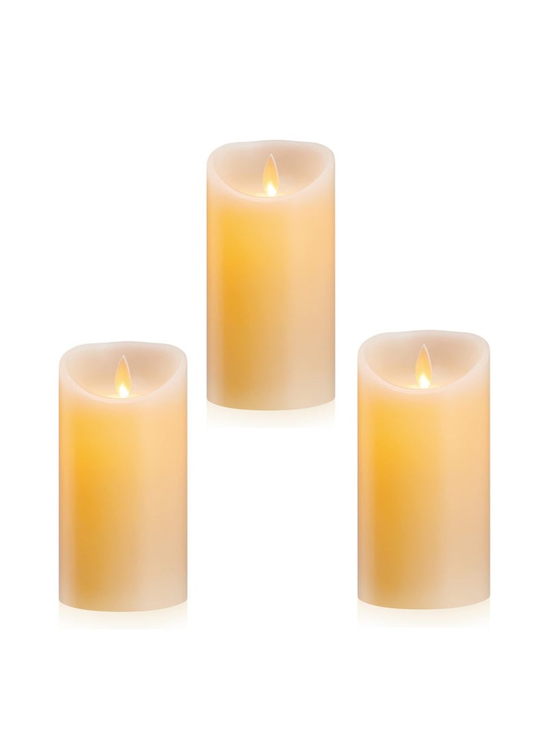 Mado Gallery Ivory Plastic LED Pillar Candle – Flameless Battery-Operated with Realistic Flickering Flame for Home Décor, Weddings & Events – Sizes 7.5×10 cm to 7.5×25 cm, 1/3/6 pcs Options - Image 1
