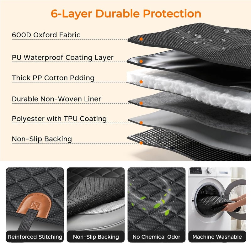 URPOWER Dog Car Seat Cover for Pets 100% Waterproof Seat Cover Hammock 600D Heavy Duty Scratch Proof Nonslip Durable Soft Back Seat Covers for Cars Trucks and SUVs - Image 4