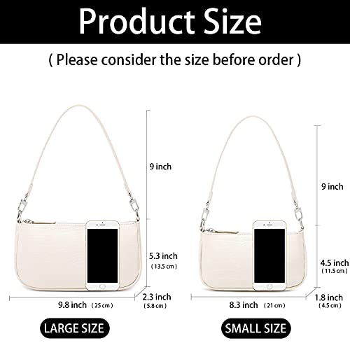 lapsting Shoulder Bag for Women 90s Trendy Purse Small Clutch Y2K Fashion Mini Handbag with Crossbody Strap A - Large Beige - Image 2