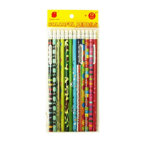 SKKSTATIONERY Assorted Colorful Pencils, Wooden Pencil with Eraser, Pencil Assortment, Novelty Kids Pencils，Awards & Incentives, No.2 HB, Back to school, 12 Assorted Colors 144/box. - Image 3
