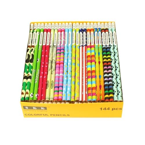 SKKSTATIONERY Assorted Colorful Pencils, Wooden Pencil with Eraser, Pencil Assortment, Novelty Kids Pencils，Awards & Incentives, No.2 HB, Back to school, 12 Assorted Colors 144/box. - Image 2