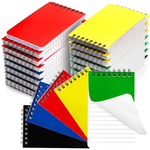 Hacaroa 30 Pack Top Spiral Memo Pads, 3"x5" Lined Pocket Notebook Mini College Ruled Paper 75 Sheets/150 Pages, Wirebound Small Steno Pads for Home, School, Office, Assorted Colors - Image 1