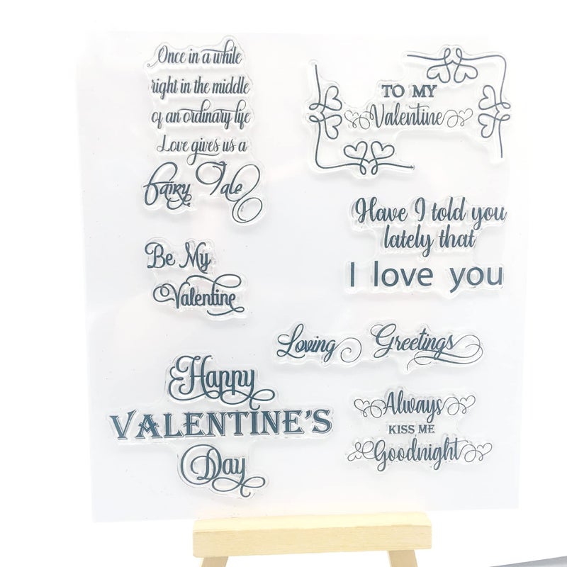 NZJ Happy Valentine's Day Sweet Love Kiss Clear Stamps for Card Making Decoration and DIY Scrapbooking (Happy Wedding Day) (to My Valentine) - Image 1
