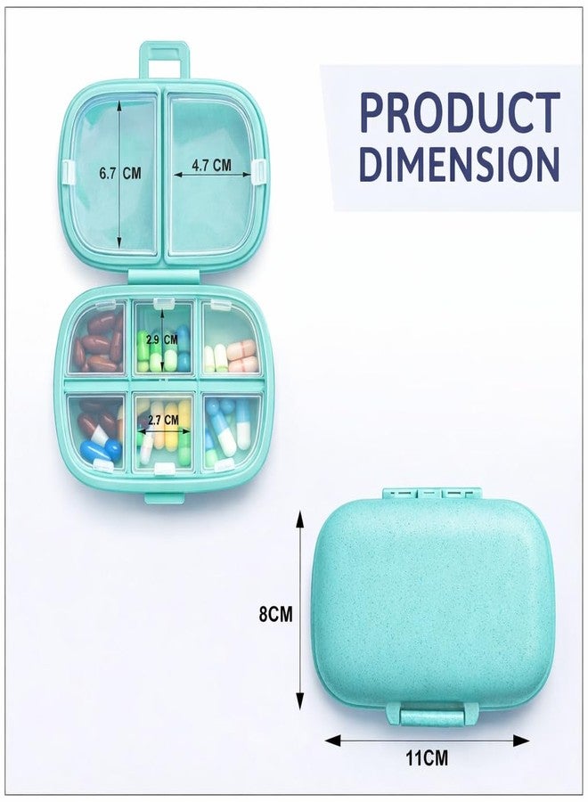 AccuPrints Sumiko Turquoise Pill Organiser | Portable Airtight Medicine Storage Container | 8 Compartments Tablet Case Pouch for Daily Weekly Use | Pill Box Dispenser for Travel Home Car & Gift Item - Image 2