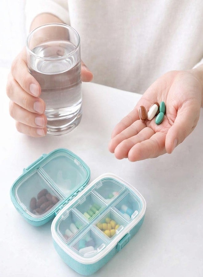 AccuPrints Sumiko Turquoise Pill Organiser | Portable Airtight Medicine Storage Container | 8 Compartments Tablet Case Pouch for Daily Weekly Use | Pill Box Dispenser for Travel Home Car & Gift Item - Image 3