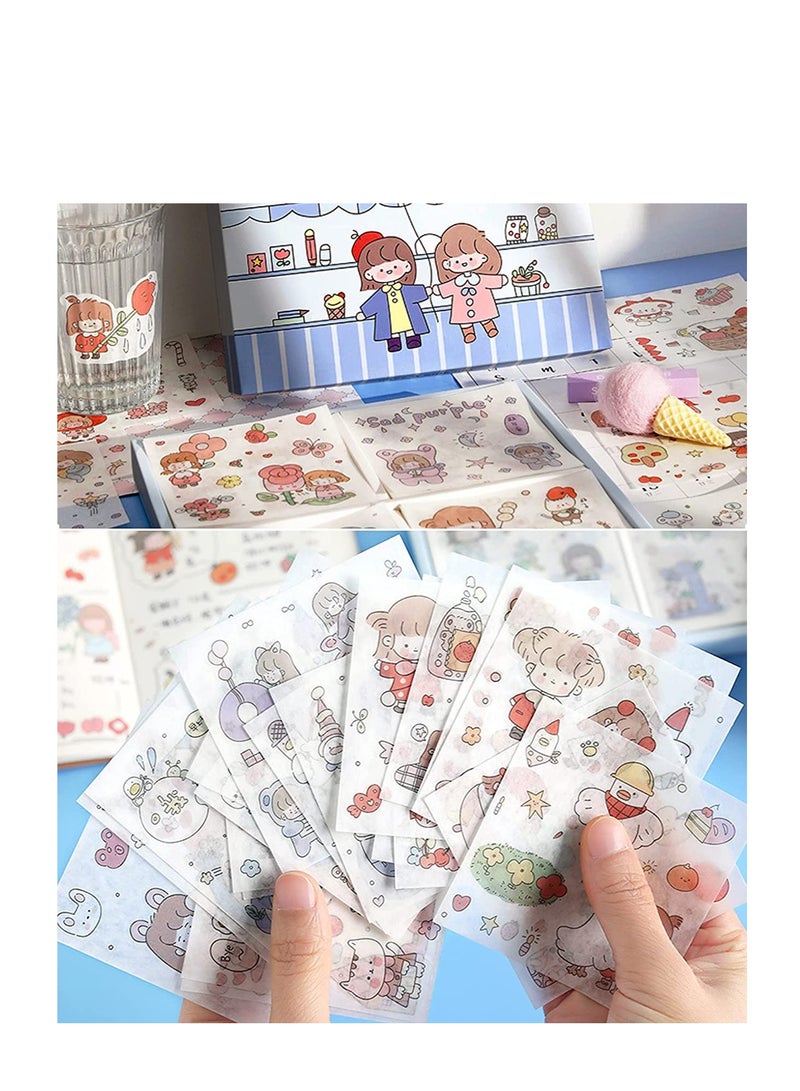 100 Sheets Small Cute Cartoon Character Plants Flowers Scrapbook Stickers, Kawaii Washi Stickers Photo Planner Stickers Party Favors Kid' Stickers for DIY Scrapbooking Embellishments Decorations - Image 3
