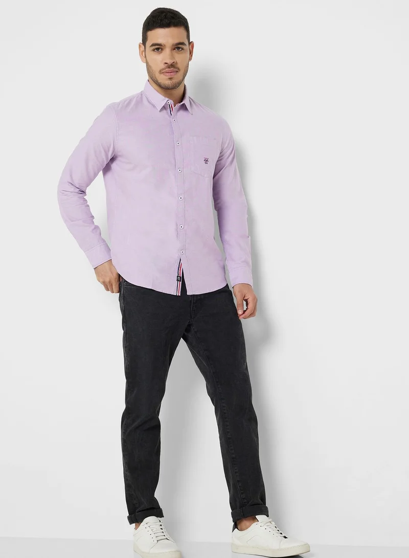 Thomas Scott Men Purple Relaxed Cotton Casual Sustainable Shirt