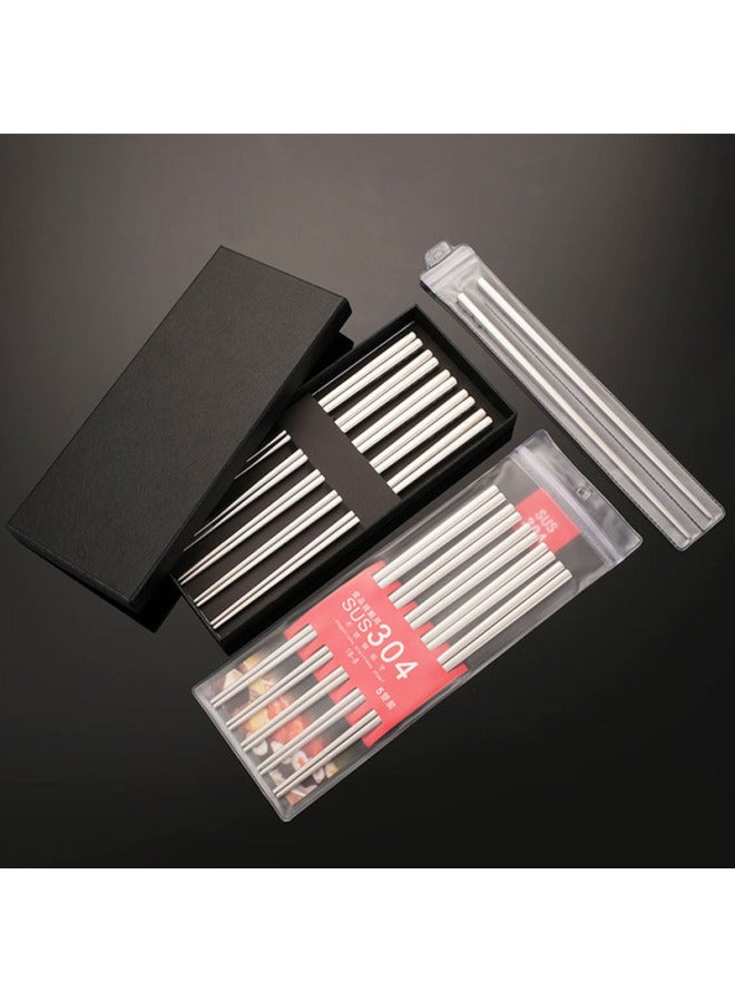 Square 304 Stainless Steel Chopsticks Anti-slip Metal Chopsticks Home Use High Temperature Resistant Disinfect Laser Logo-Color:Light Body-Specifications:19cm (child Size)/double  - Image 4