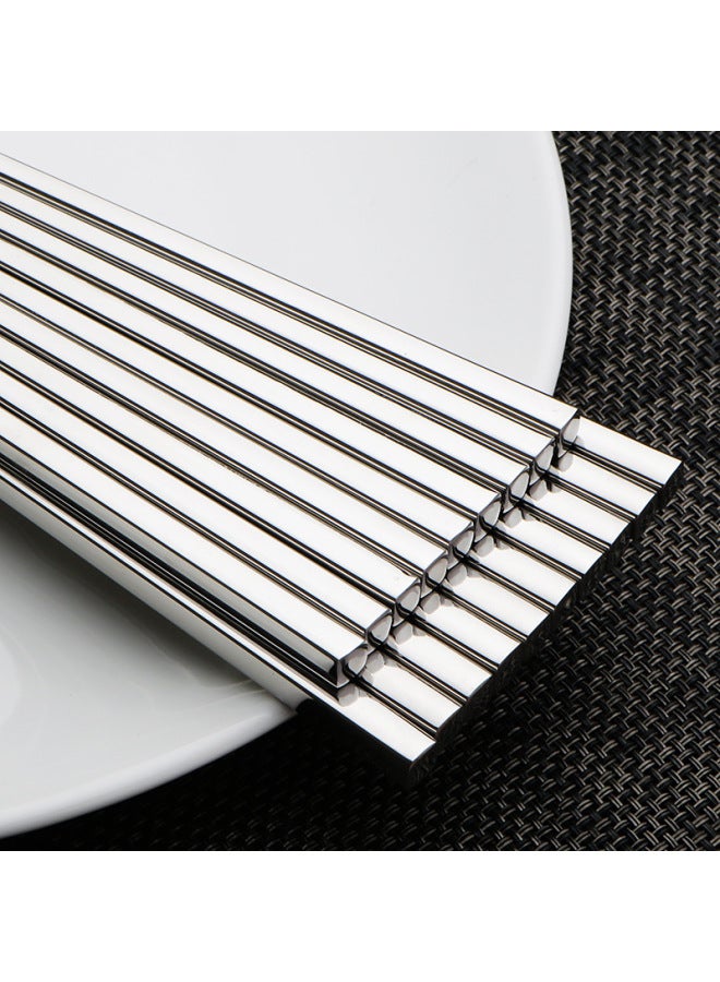 Square 304 Stainless Steel Chopsticks Anti-slip Metal Chopsticks Home Use High Temperature Resistant Disinfect Laser Logo-Color:Light Body-Specifications:19cm (child Size)/double  - Image 5