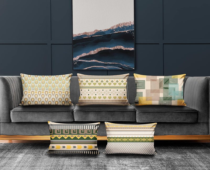 Ultimate Trends Polyester Digital Modern Printed Pillow Cover 12x18 Set of 5 Multi Color UTCS1038