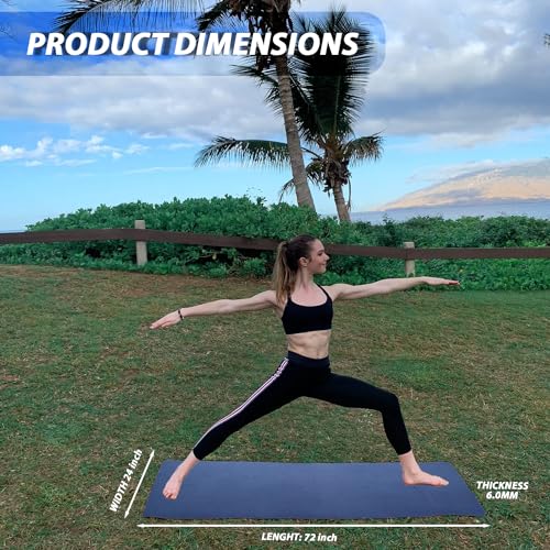 HACER Yoga Mat 6mm Thickness Unisex Dual Sided Non-Slip Anti-Tear TPE Exercise Mats for Pilates Stretching Floor & Fitness Workouts- Blue/Peach - Image 2