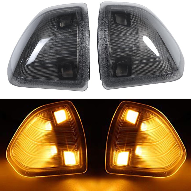 YMHHefy LED Side Mirror Turn Signal Light Smoked Cover Lens 2Pcs Compatible with Dodge Ram 1500 2500 3500 4500 5500 68302828AA 68302829AA Left Driver Right Passenger Lamps Two Wire - Image 1