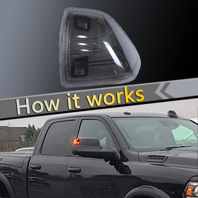 YMHHefy LED Side Mirror Turn Signal Light Smoked Cover Lens 2Pcs Compatible with Dodge Ram 1500 2500 3500 4500 5500 68302828AA 68302829AA Left Driver Right Passenger Lamps Two Wire - Image 4
